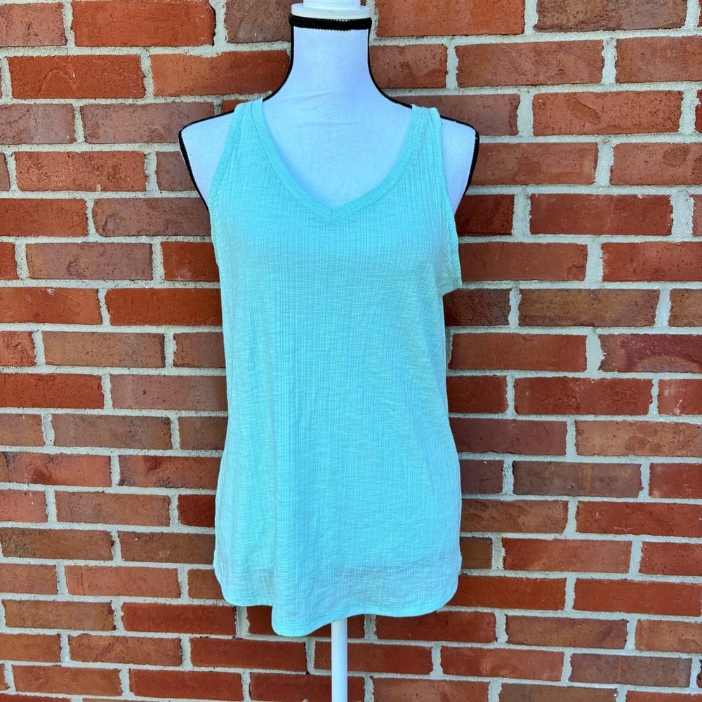 Koolaburra by Ugg Light Green Sleeveless V Neck Ribbed Tank Top Womens Small